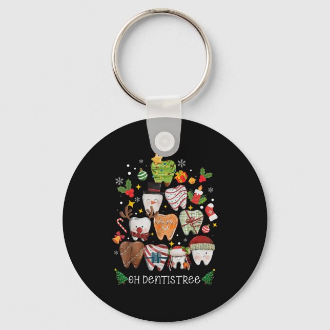 Oh Dentistree Merry Christmas Dental Funny Teeth T Key Ring (Front)