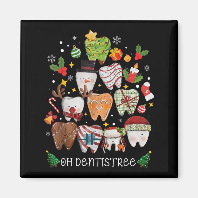 Oh Dentistree Merry Christmas Dental Funny Teeth T Magnet (Front)