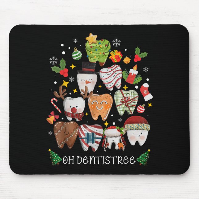 Oh Dentistree Merry Christmas Dental Funny Teeth T Mouse Mat (Front)