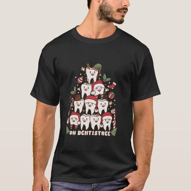 Oh Dentistree Retro Dental Hygienist Christmas Den T-Shirt (Front)
