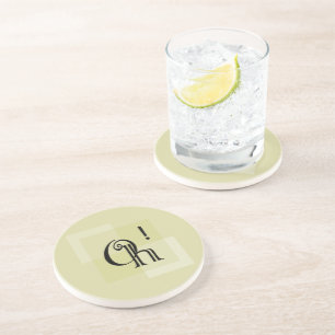 Oh! Elegant Yellow Green Modern Typography Art Coaster