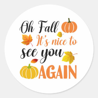 Oh Fall it is nice to see you again Classic Round Sticker