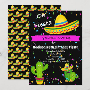 Oh Fiesta Girls Birthday Party Invitation