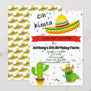 Oh Fiesta Kids Birthday Party Invitation