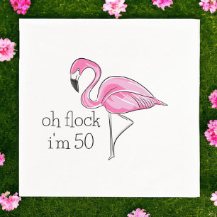 Oh Flock I'm 50 Pink Flamingo Birthday Napkin