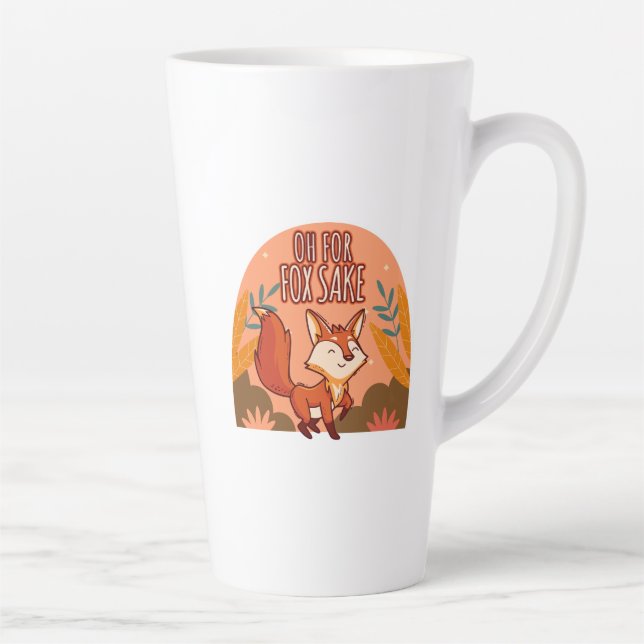 Oh For Fox Sake Cute and Funny Fox Round Pillow Latte Mug (Right)