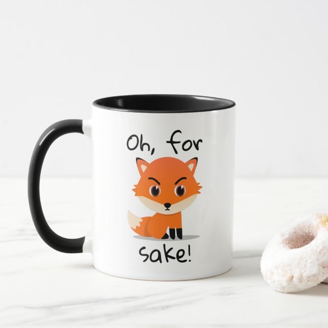 "Oh, for fox sake!" cute fox - cheeky exclamation  Mug (With Donut)