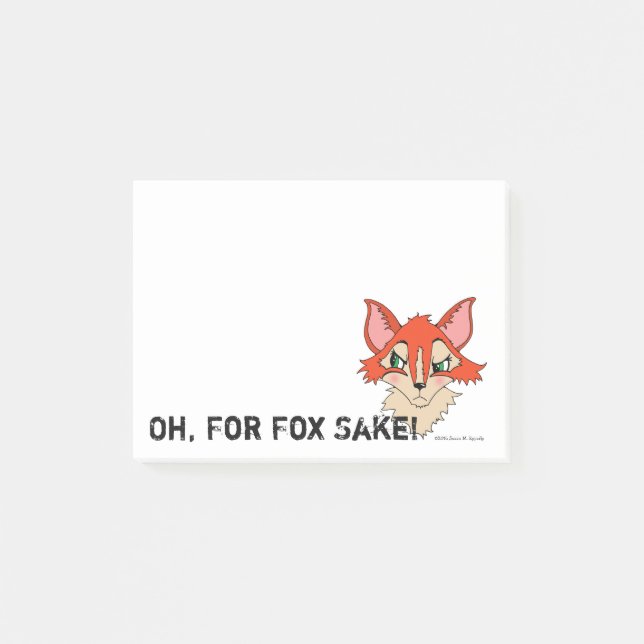 Oh for Fox Sake Cute Red Orange Foxy Post-it Notes (Front)