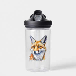 Oh, For Fox Sake! Funny Watercolor Fox Quote Water Bottle