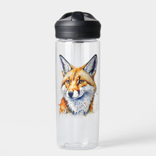 Oh, For Fox Sake! Funny Watercolor Fox Quote Water Bottle