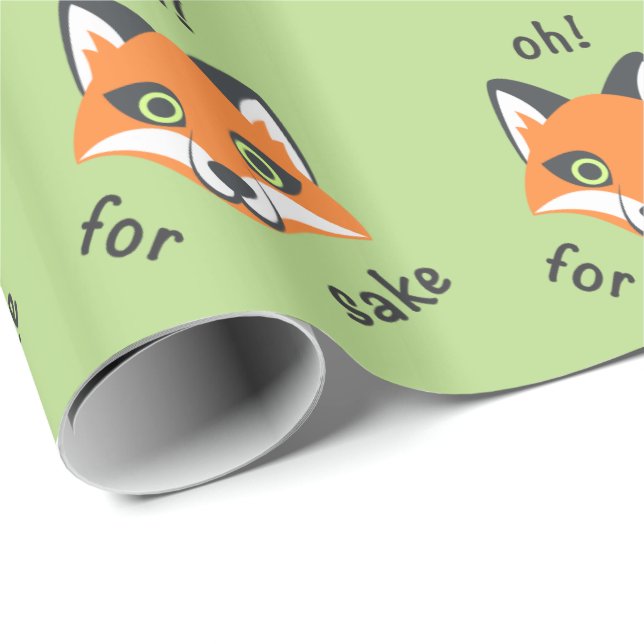 Oh! For Fox Sake phrase Emoji cartoon Wrapping Paper (Roll Corner)