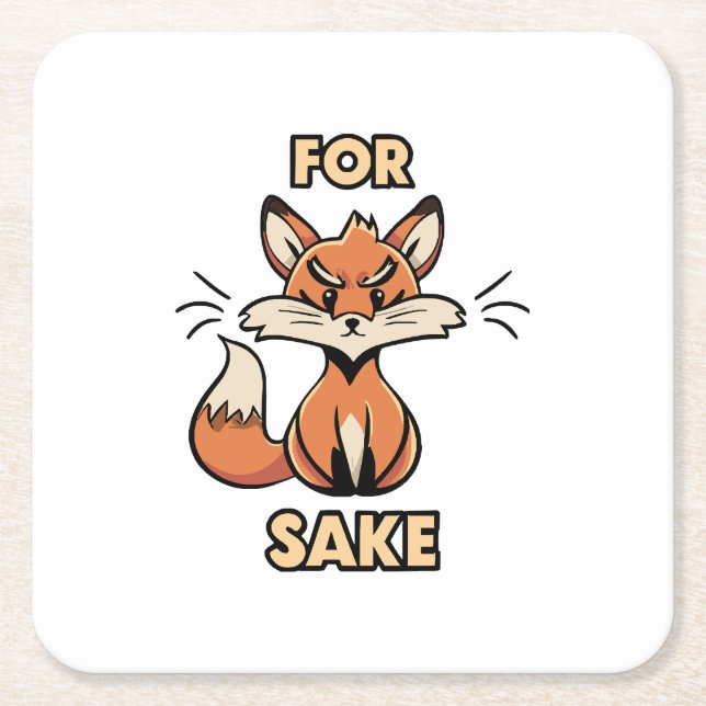 oh for fox sake square paper coaster (Front)