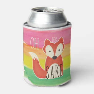 Oh For Fox Sake Watercolor Stripes Can Cooler