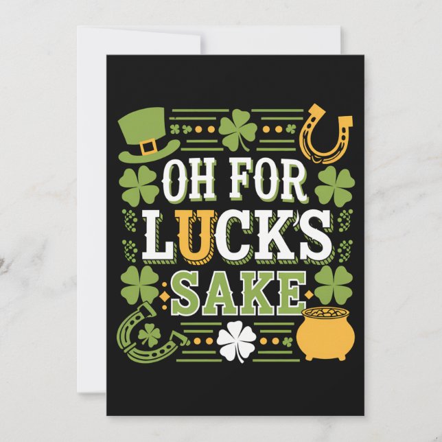 Oh for Lucks Sake Funny St Patrick's Day Clover Invitation (Front)