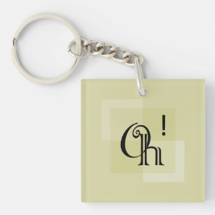 Oh! Fun Surprise Modern Minimalist Artwork, Yellow Key Ring