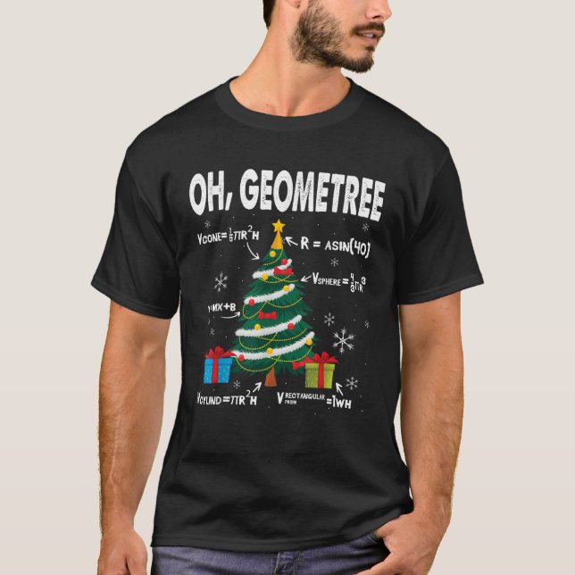 Oh GeomeTree Funny Christmas Tree Pun Geometry Mat T-Shirt (Front)
