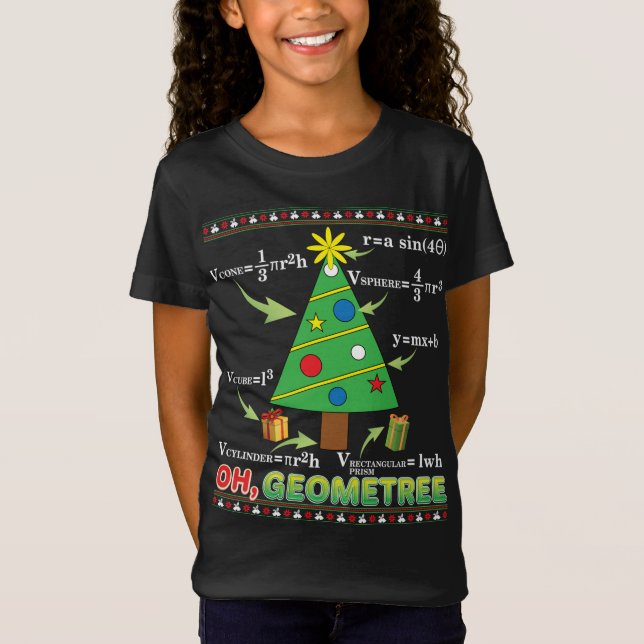 Oh Geometree Geometry Math Teacher Christmas Tree  T-Shirt (Front)