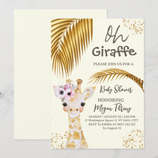 oh giraffe safari baby shower invitation (Front/Back)