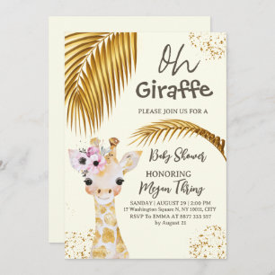 oh giraffe safari baby shower invitation