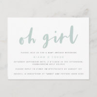 Oh girl baby shower postcard.