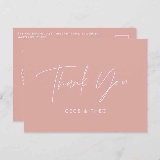 oh girl Baby shower thank you pink elegant Postcard (Front/Back)