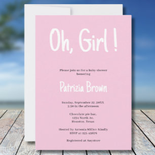 Oh Girl Blue Baby Shower Invitation