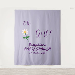 Oh Girl! Cute Daisy Baby Girl Shower Backdrop Tapestry