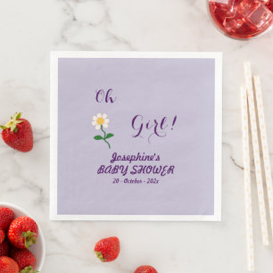 Oh Girl! Cute Daisy Baby Girl Shower Napkin