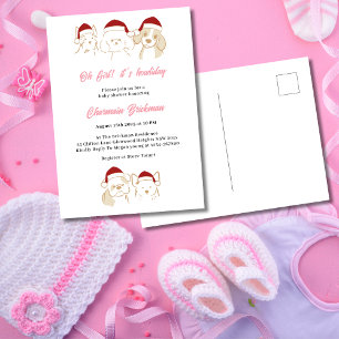 Oh Girl Cute Puppy Christmas Howliday Baby Shower Postcard