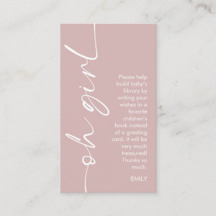 Oh Girl Dusty Rose Books for Baby Shower Enclosure Card