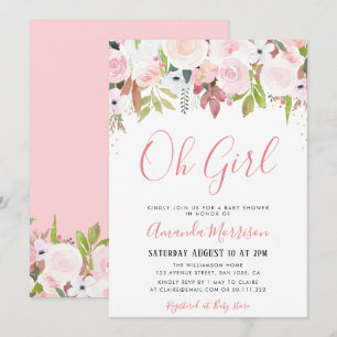 OH GIRL floral baby shower invitation