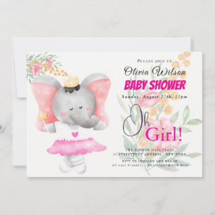 “Oh Girl!” Floral Pink Invitation