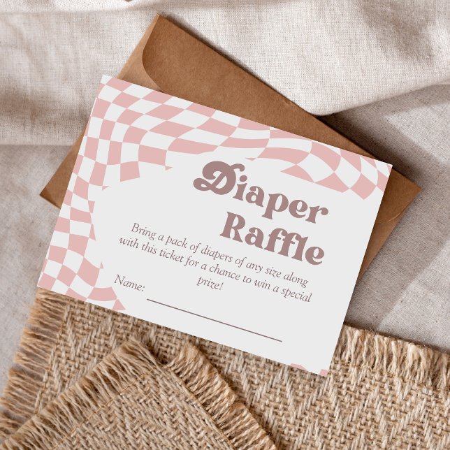 Oh Girl! Gingham Diaper Raffle Baby Shower | Plaid Enclosure Card (Creator Uploaded)