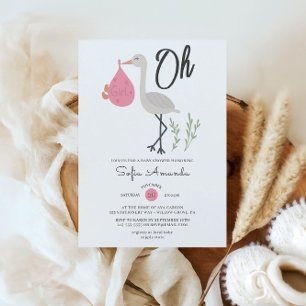 Oh Girl Minimalist Baby Shower Invitation