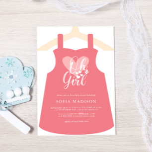 Oh Girl Pink Dress Baby Shower Invitation