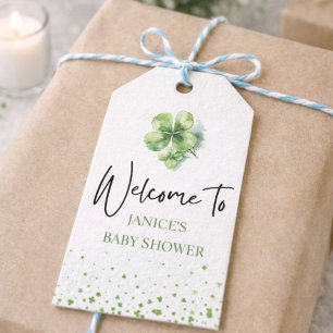 Oh Girl St. Patrick's Day Baby Shower Green Gift Tags