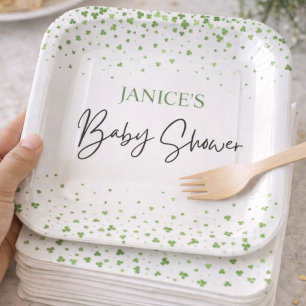 Oh Girl St. Patrick's Day Baby Shower Green Paper Plate