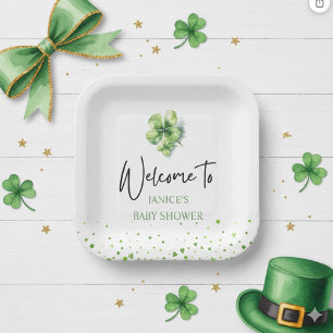 Oh Girl St. Patrick's Day Baby Shower Green  Paper Plate