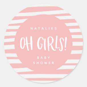 Oh Girls! Twin girls thank you favour Classic Round Sticker
