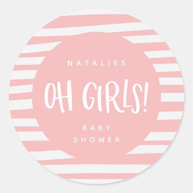 Oh Girls! Twin girls thank you favour Classic Round Sticker (Front)