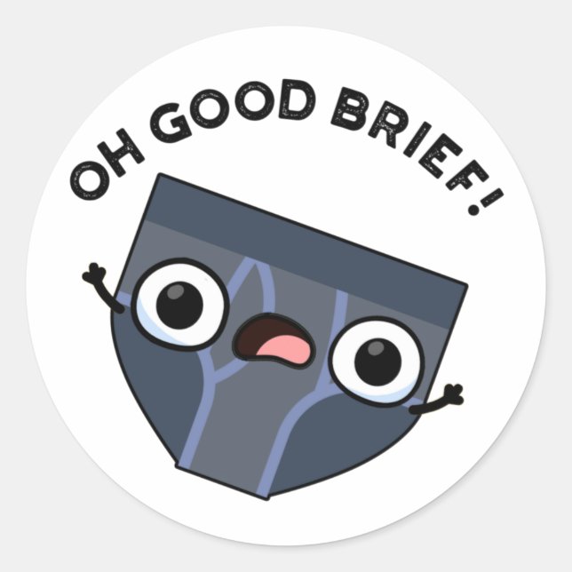 Oh Good Brief Funny Underwear Pun  Classic Round Sticker (Front)