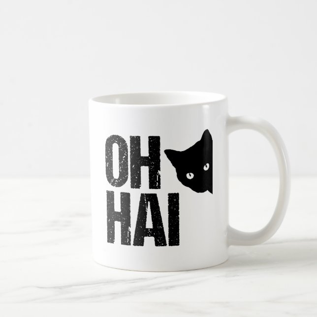 Oh Hai Funny Cat Coffee Mug (Right)