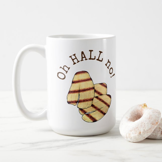 Oh HALL (Hell) No! Halloumi Grilled Cheese Foodie Coffee Mug (With Donut)
