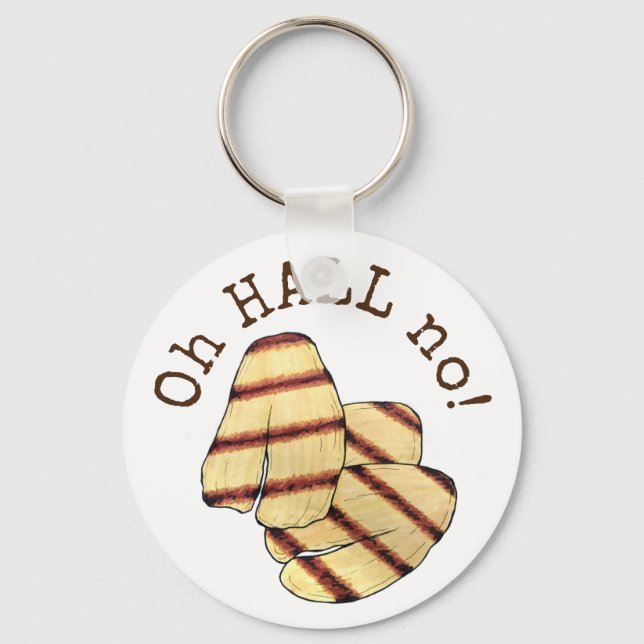 Oh HALL (Hell) No! Halloumi Grilled Cheese Foodie Key Ring (Front)