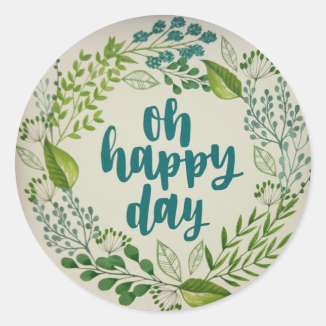 Oh Happy Day Classic Round Sticker (Front)