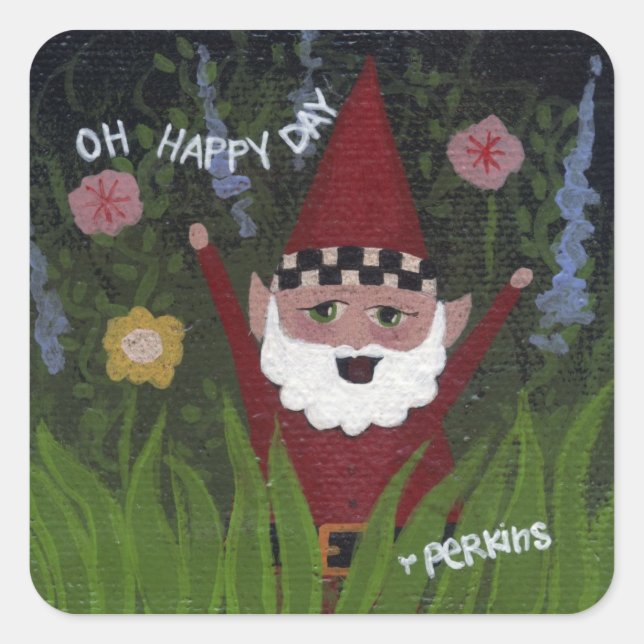 Oh Happy Day Gnome Sticker (Front)