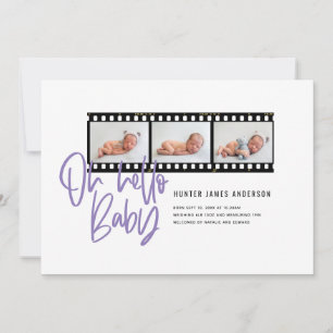 Oh Hello baby modern graphic multi photo film roll Announcement