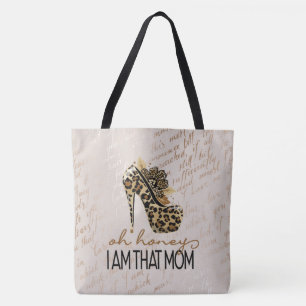 Oh Hney I"m that Mom Beige Fashion Tote Bag