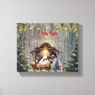 Oh Holy Night: A Timeless Nativity Scene Canvas Pr Print