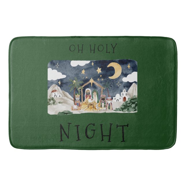 Oh Holy Night African American Nativity Christmas Bath Mat (Front)